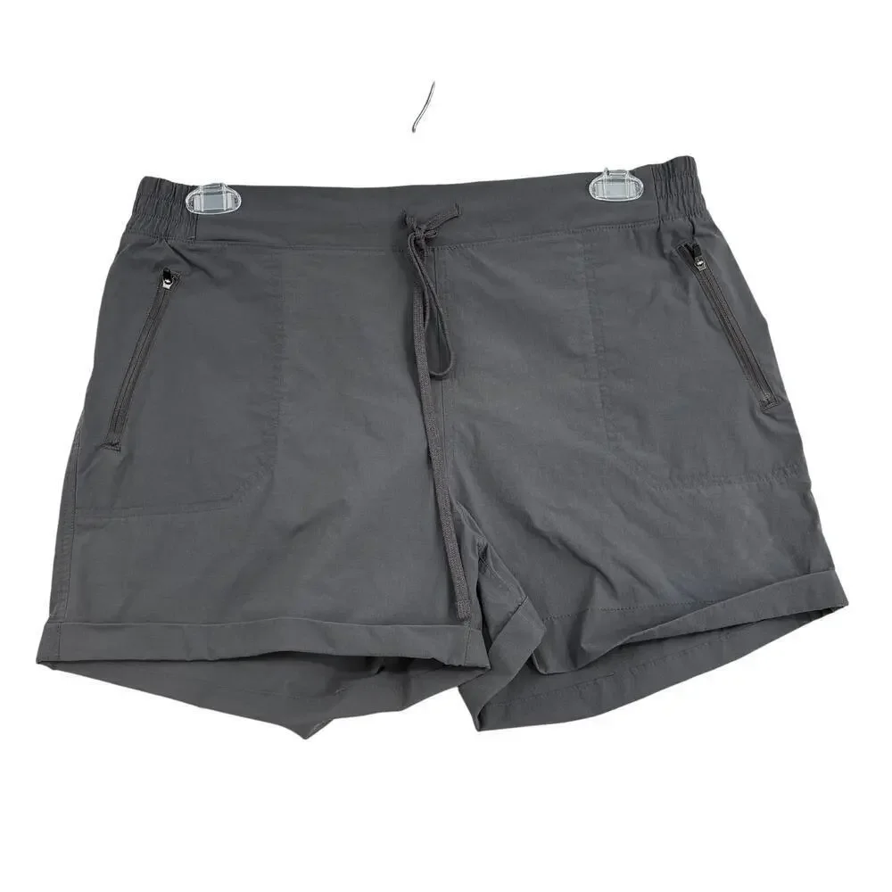 Eddie Bauer Shorts Size XL Gray Pull On Pockets Stretch Nylon Drawstring Waist